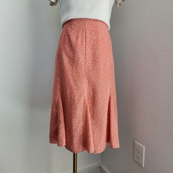 Vintage Orange Mottled Polka Dot High Waisted Fit and Flare Skirt 10 - Picture 9 of 9